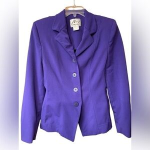 Malisy‎ Vintage Italy Women’s Tailored Wool Purple Blazer Suit Jacket Feminine 8